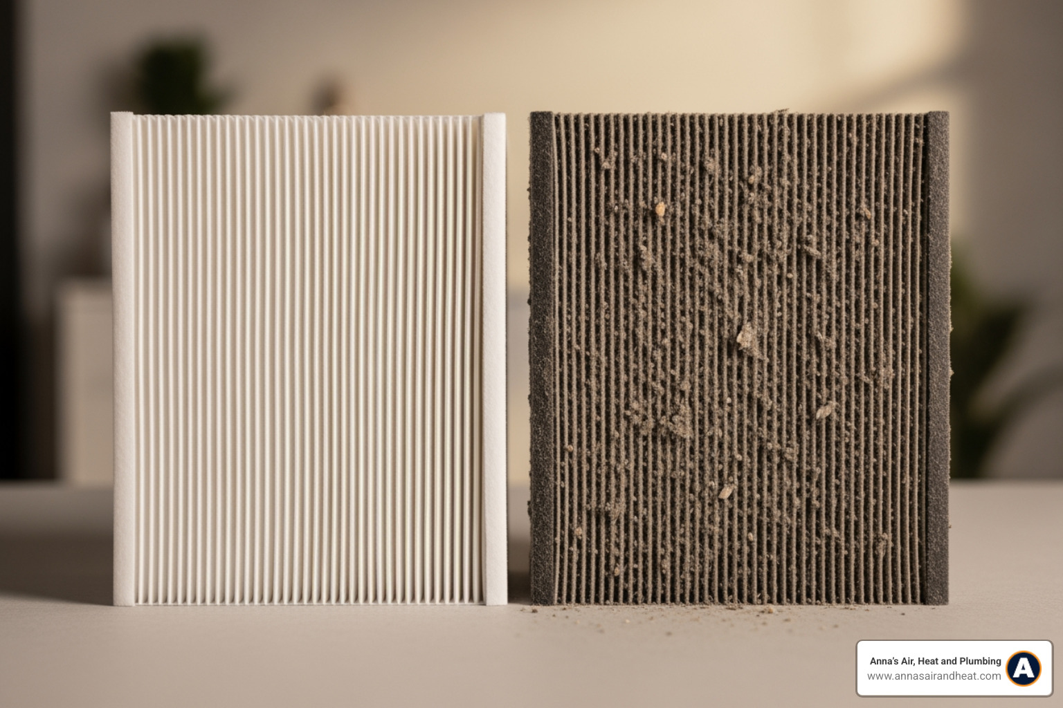 A clean high-efficiency air filter compared to a dirty one - ac repair maintenance in melbourne, fl A clean high-efficiency air filter compared to a dirty one - ac repair maintenance in melbourne, fl