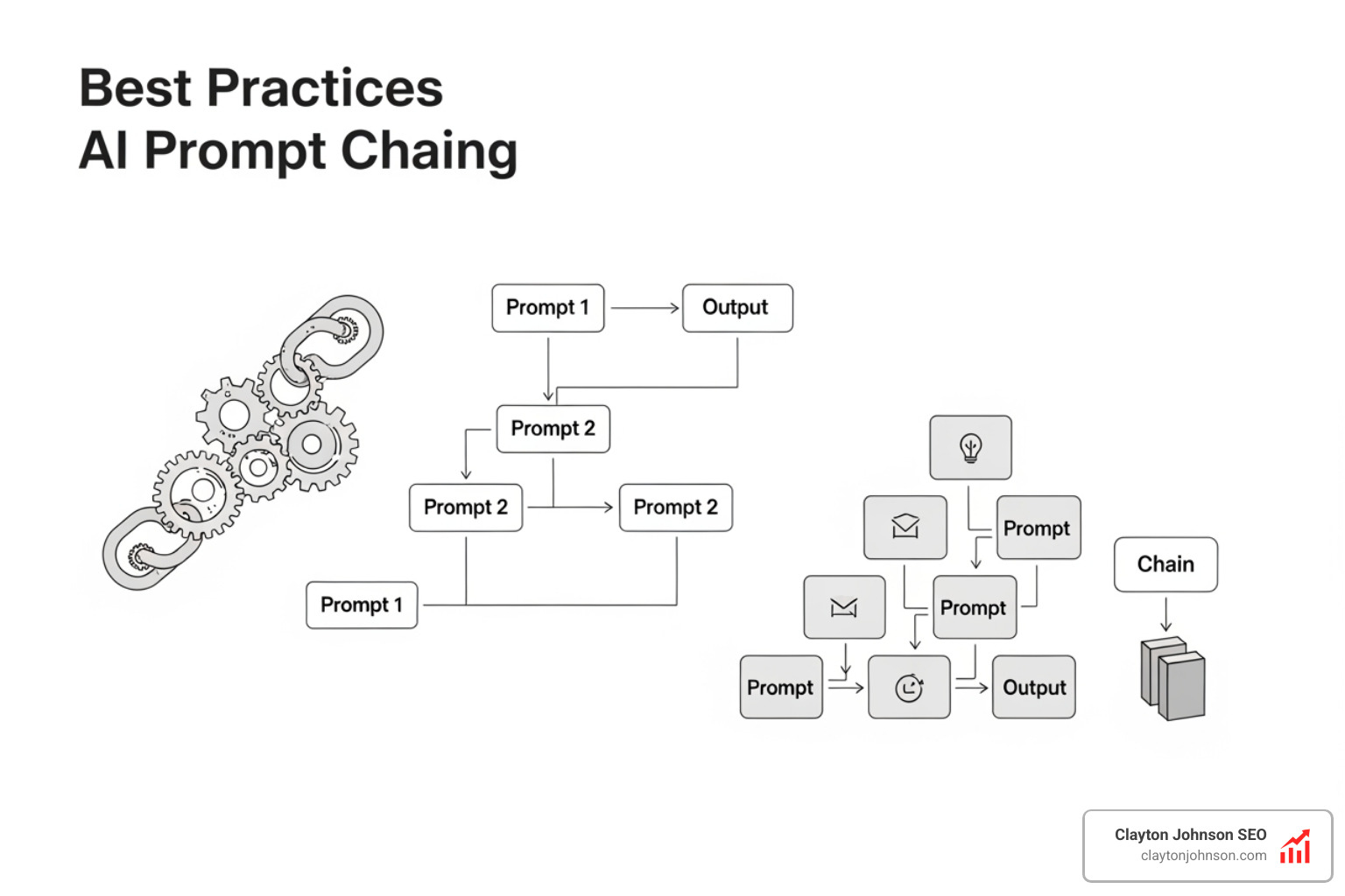 A blueprint of a structured prompt architecture showing headers, context blocks, and variables - AI prompt chaining best