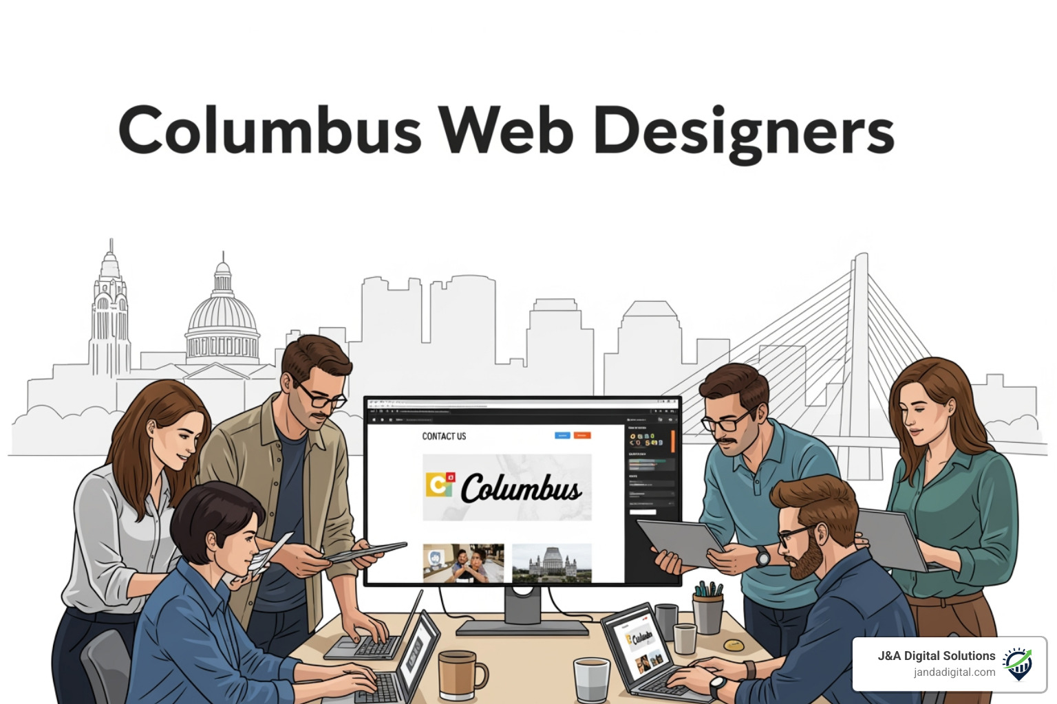 A comparison of a website showing a mobile vs desktop responsive layout - columbus web designers