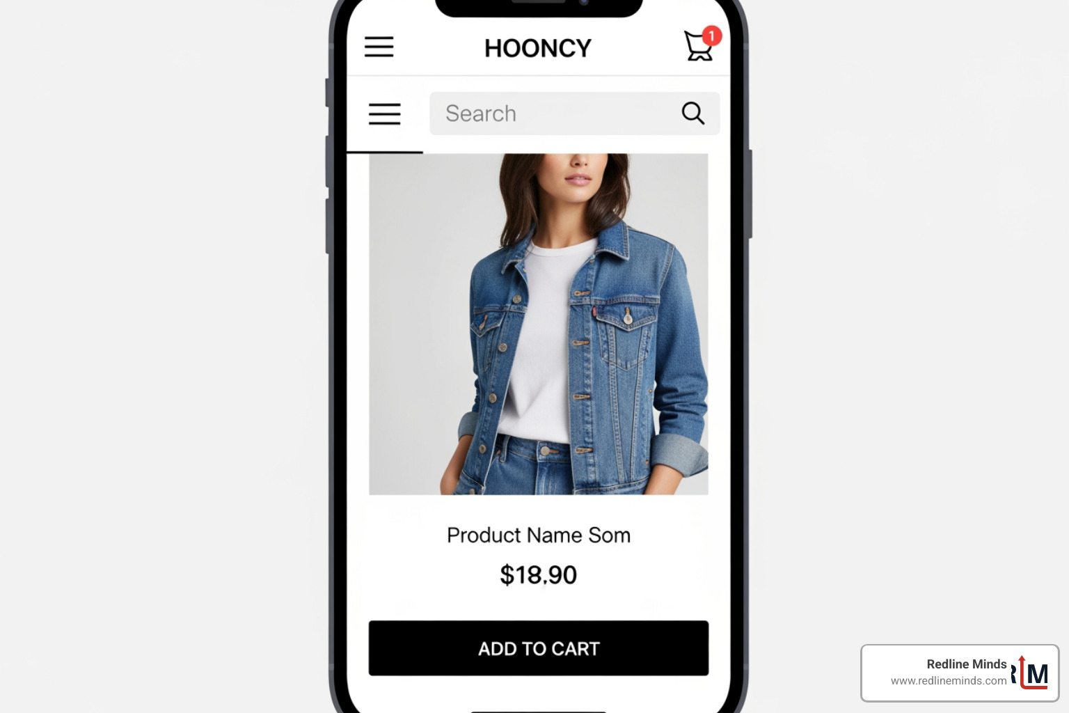 mobile-responsive ecommerce product page showcasing clean UI - ecommerce website services