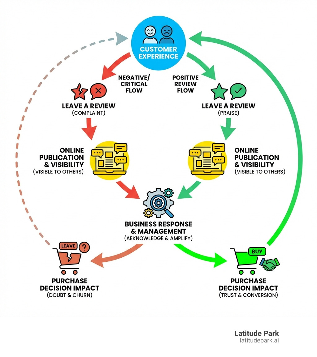 infographic showing the online review lifecycle from customer experience to purchase decision impact - manage online reviews infographic showing the online review lifecycle from customer experience to purchase decision impact - manage online reviews