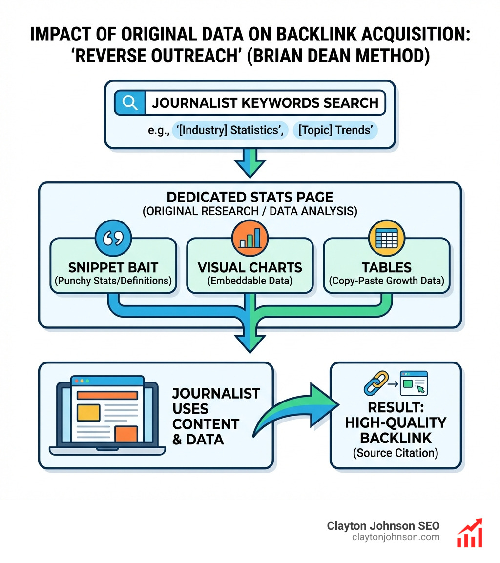 Infographic showing the impact of original data on backlink acquisition - Brian Dean backlink methods infographic 
