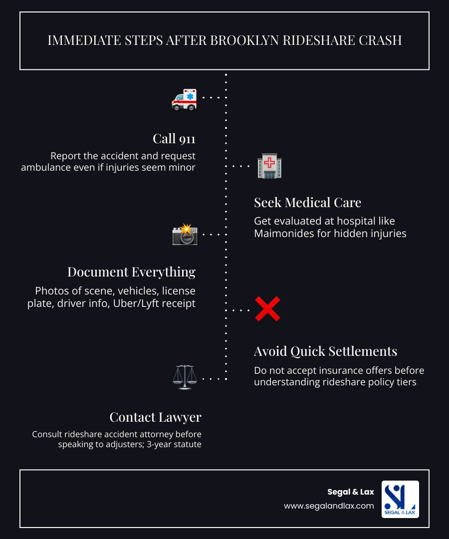 Immediate steps to take after a Brooklyn rideshare accident infographic - rideshare accident lawyer Brooklyn infographic Immediate steps to take after a Brooklyn rideshare accident infographic - rideshare accident lawyer Brooklyn infographic