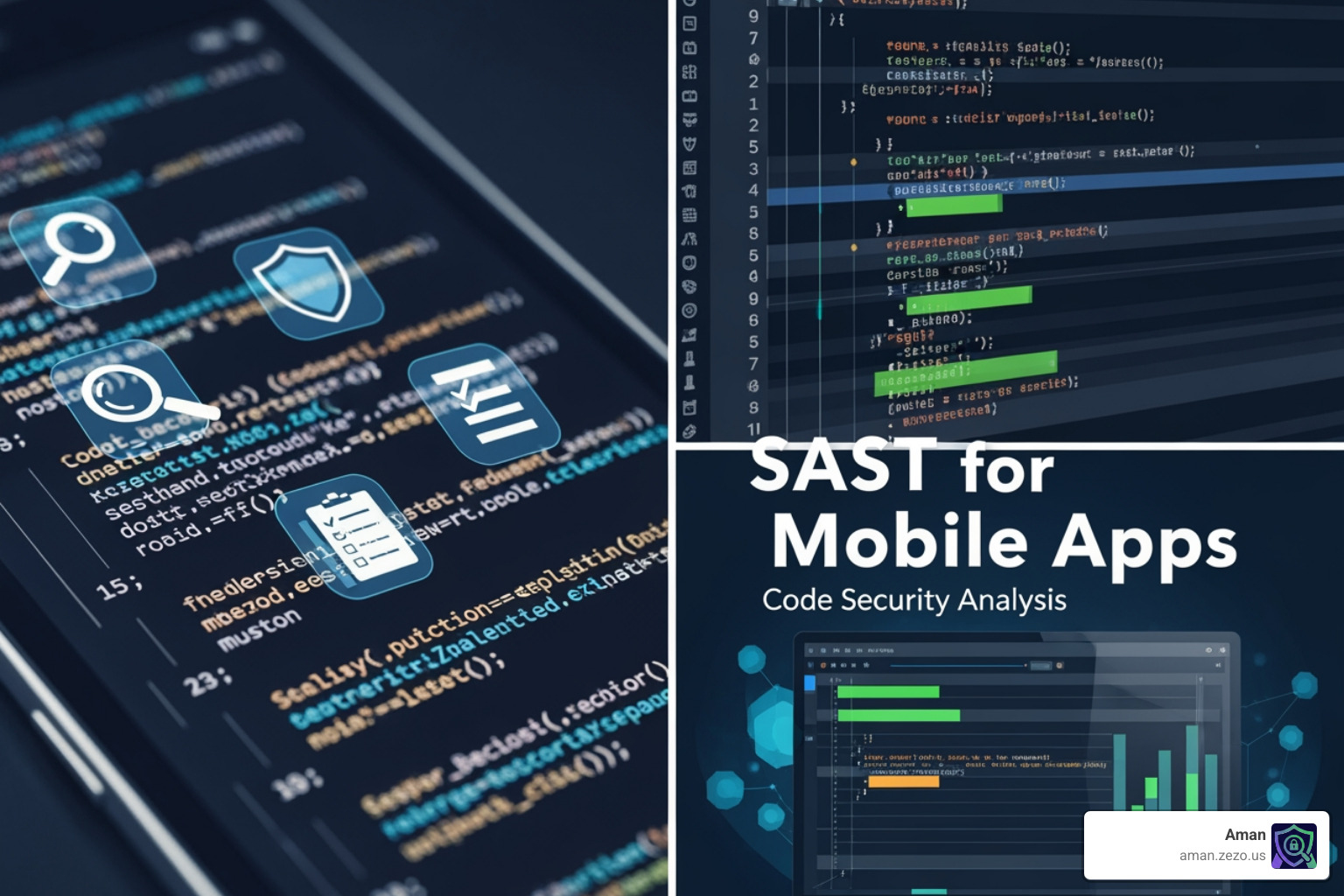 Static code analysis workflow showing code being scanned and vulnerabilities flagged - sast for mobile apps Static code analysis workflow showing code being scanned and vulnerabilities flagged - sast for mobile apps
