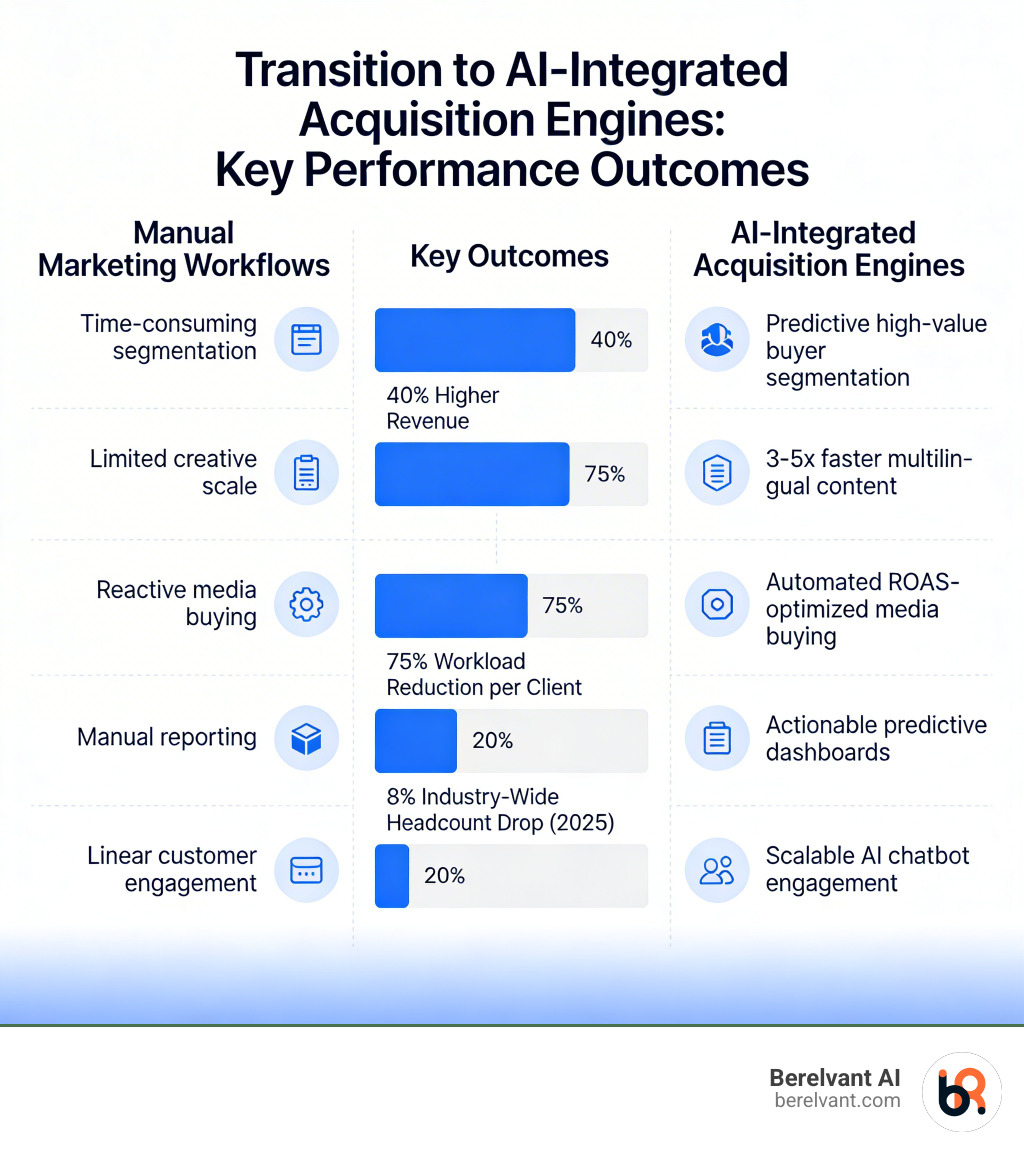 Transition from manual marketing workflows to AI-integrated acquisition engines with key performance outcomes - how agencies
