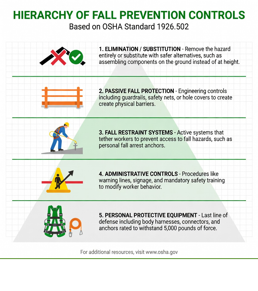 Infographic on the hierarchy of fall prevention controls - Roofers infographic Infographic on the hierarchy of fall prevention controls - Roofers infographic