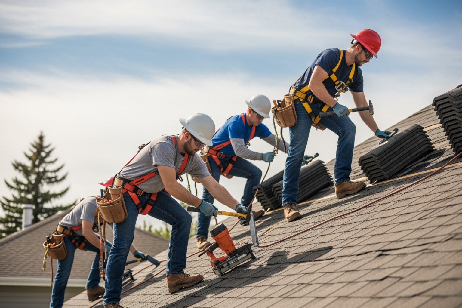Certified roofing materials being prepared for installation - Roofers Certified roofing materials being prepared for installation - Roofers