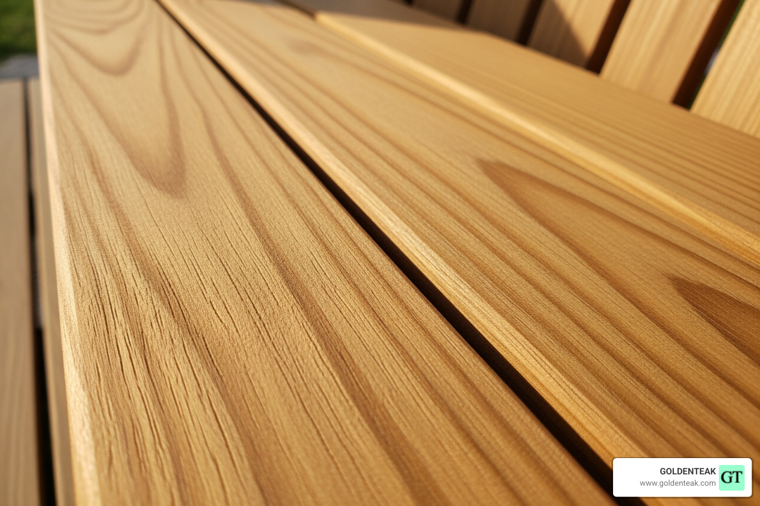 Close-up of high-quality teak grain on a Grade A bench - grade a adirondack bench Close-up of high-quality teak grain on a Grade A bench - grade a adirondack bench