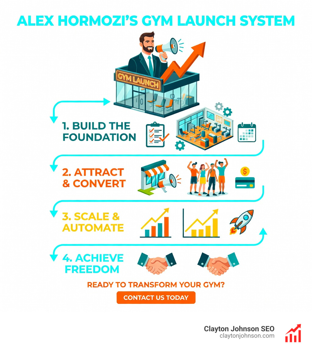 A modern, successful gym facility with high-end equipment and professional branding - Alex Hormozi gym launch