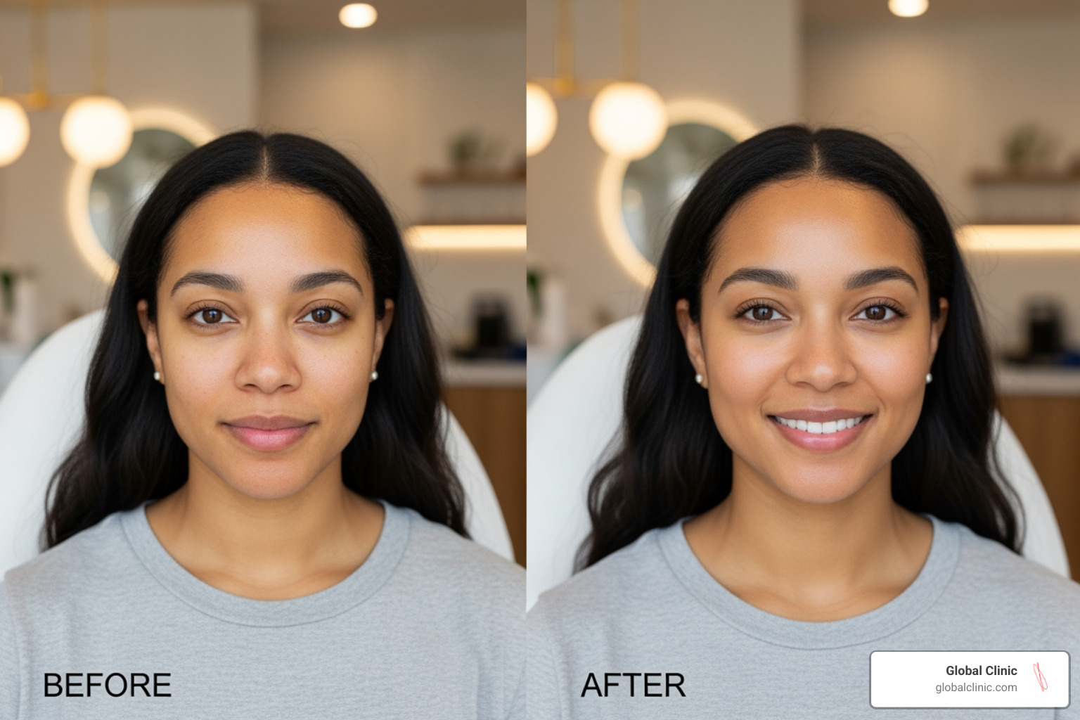 Person with radiant, even skin tone after completing a series of wellness treatments - glutathione iv therapy for skin