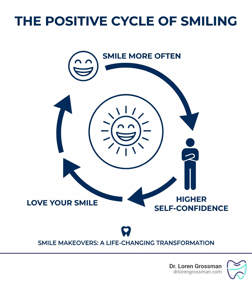 Infographic showing that people who love their smiles tend to smile more often and report higher levels of self-confidence Infographic showing that people who love their smiles tend to smile more often and report higher levels of self-confidence