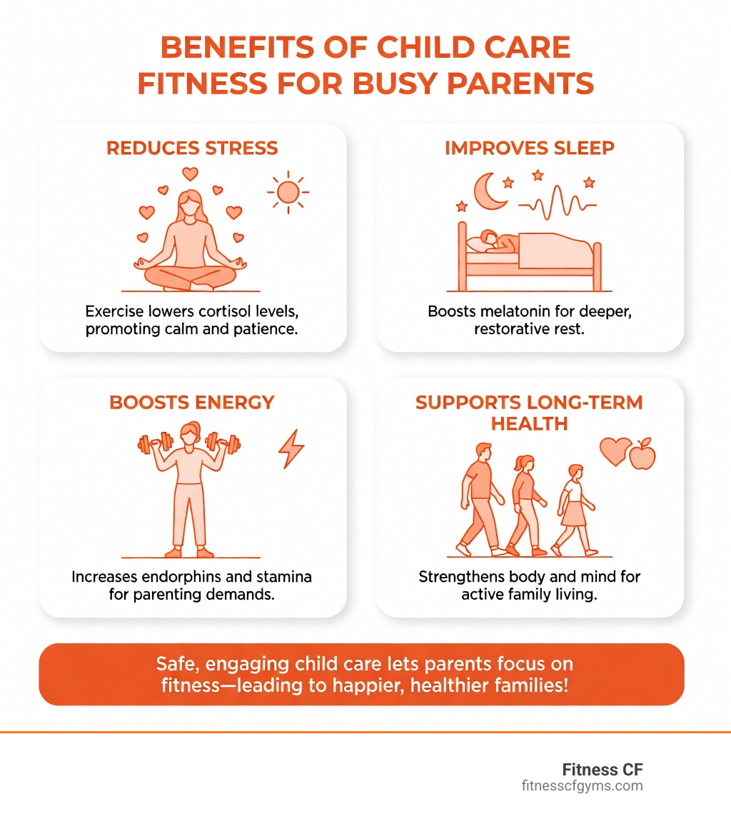 Benefits of child care fitness for busy parents infographic - child care fitness infographic 
