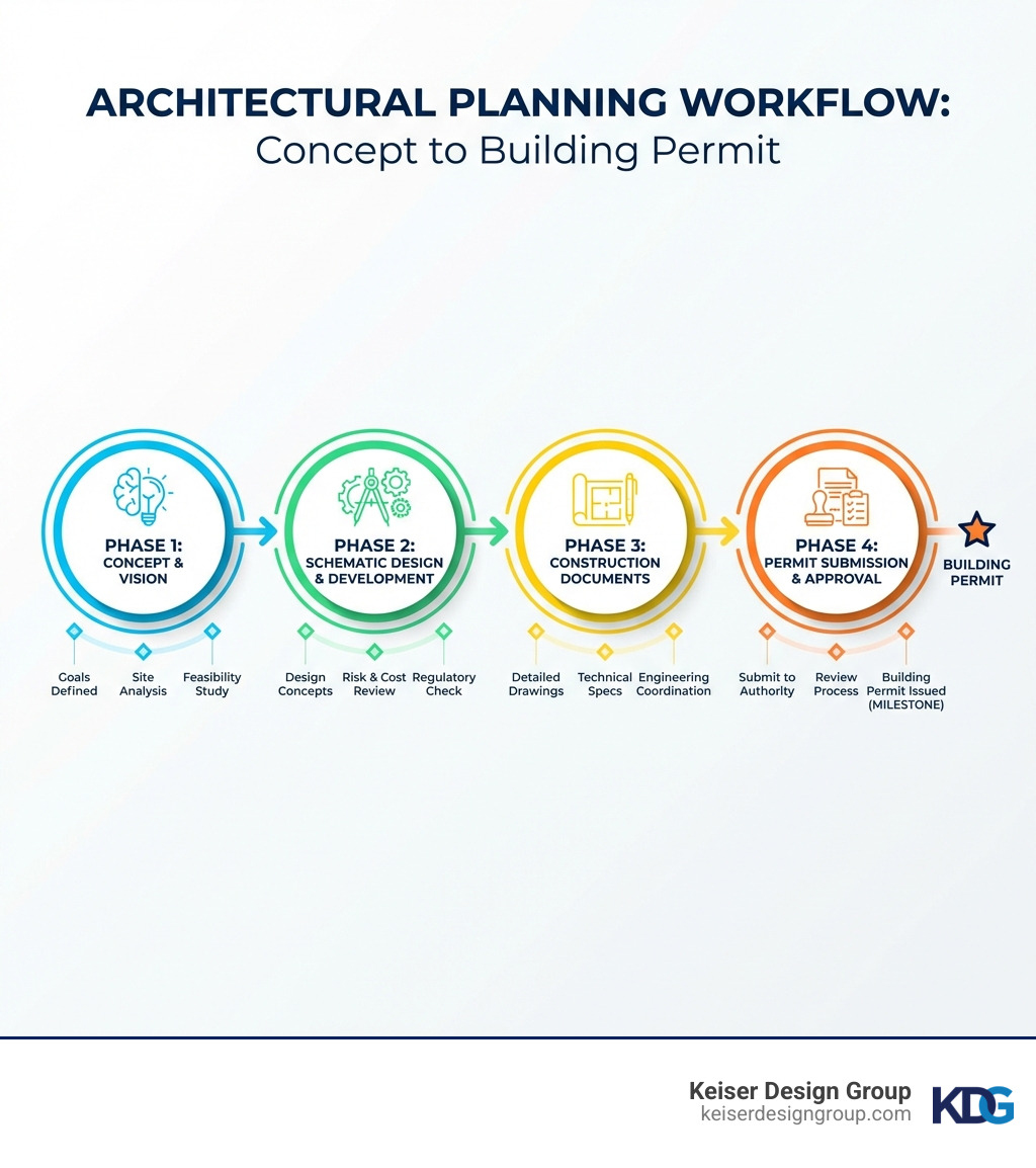 Architectural planning workflow from concept to building permit — key phases and milestones - Architectural Planning