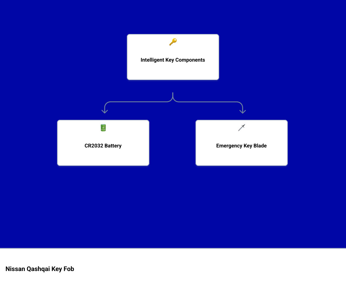 Nissan Qashqai Intelligent Key fob components and battery location diagram - nissan qashqai key battery replacement
