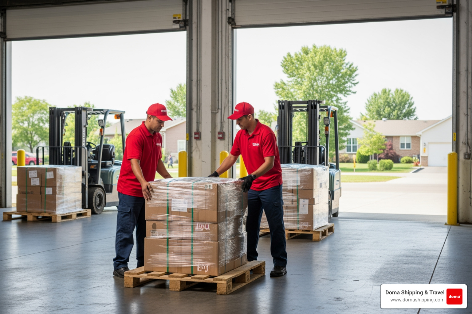 Professional preparation of palletized cargo for air freight to Poland in a US warehouse - air freight to Poland
