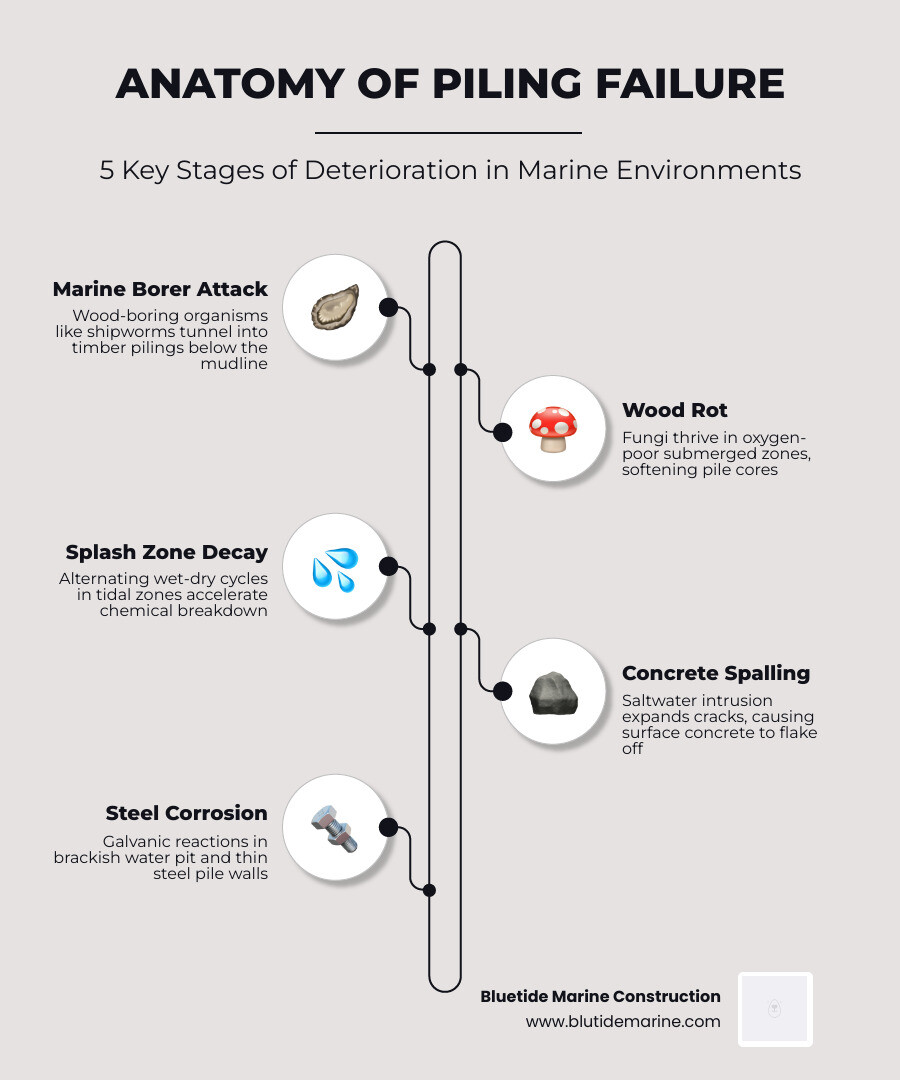 Infographic: anatomy of piling failure and marine piling repair solutions overview - marine piling repair infographic