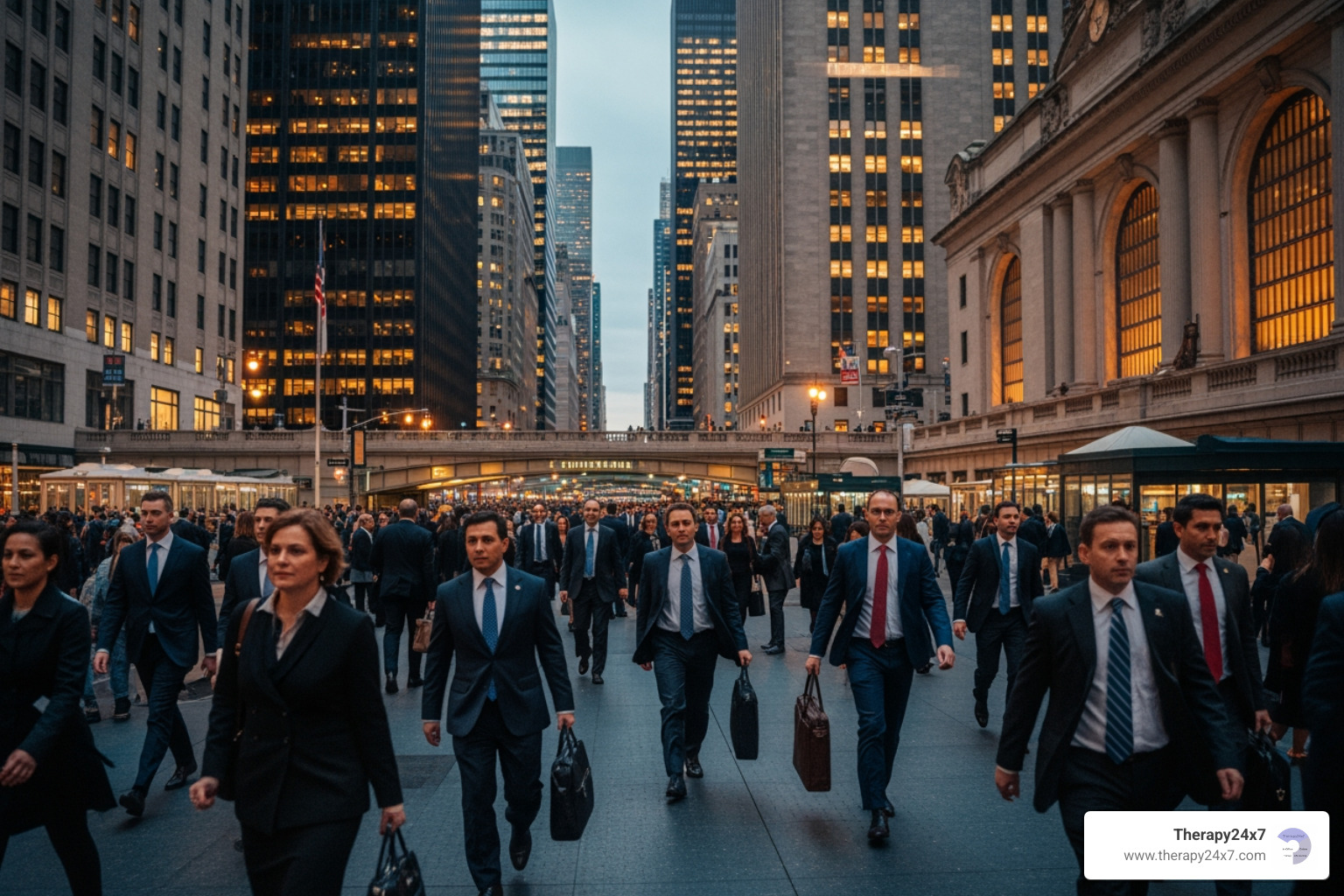 The Manhattan skyline near Grand Central representing high-pressure professional life - what is a quarter-life crisis The Manhattan skyline near Grand Central representing high-pressure professional life - what is a quarter-life crisis