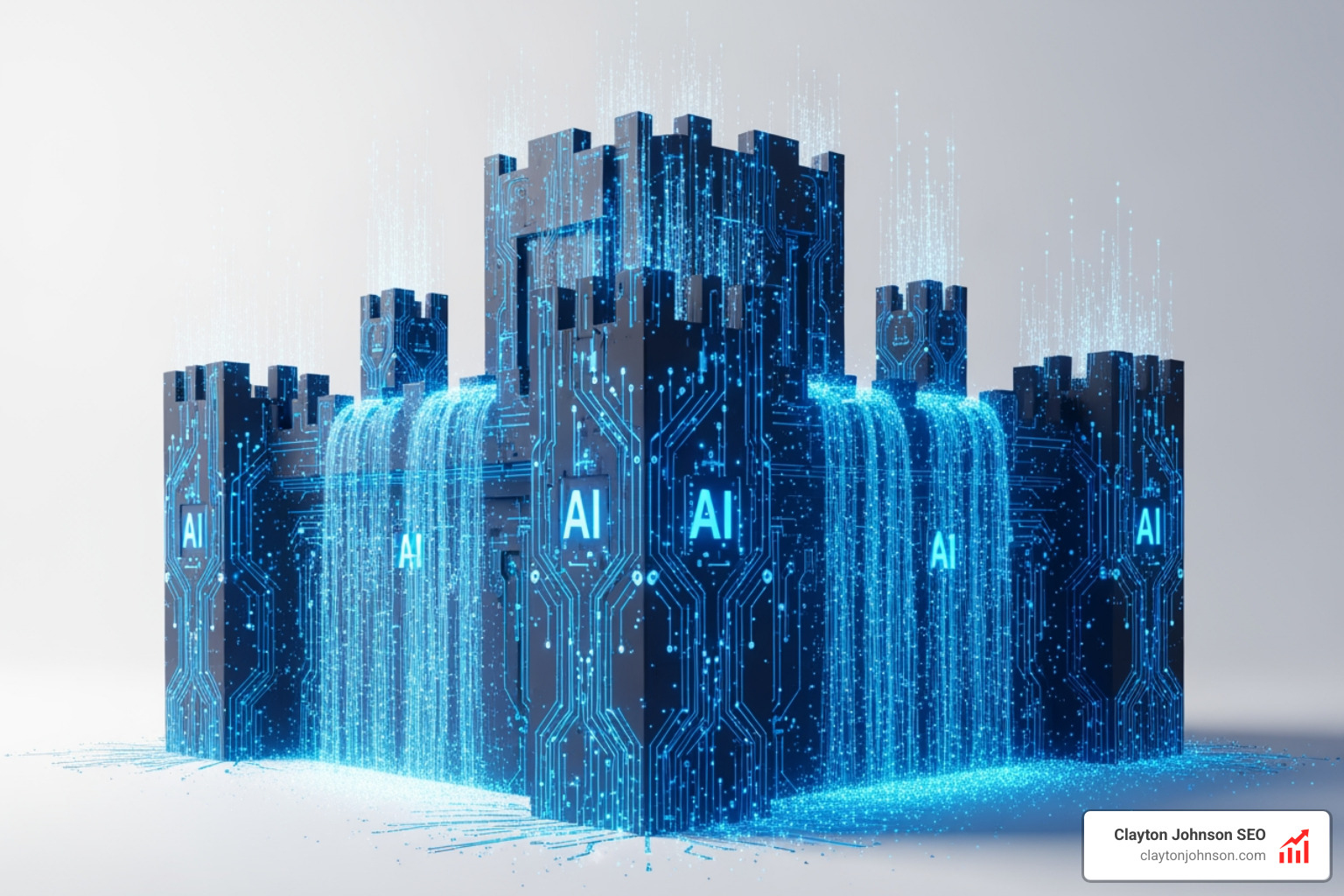Digital fortress representing a defensible AI competitive moat - how ai competitive positioning Digital fortress representing a defensible AI competitive moat - how ai competitive positioning