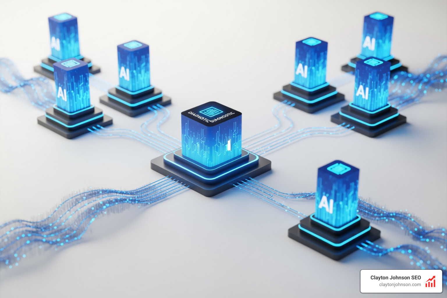 distributed execution architecture showing multiple AI nodes connected to a central diagnostic hub - enterprise ai distributed execution architecture showing multiple AI nodes connected to a central diagnostic hub - enterprise ai
