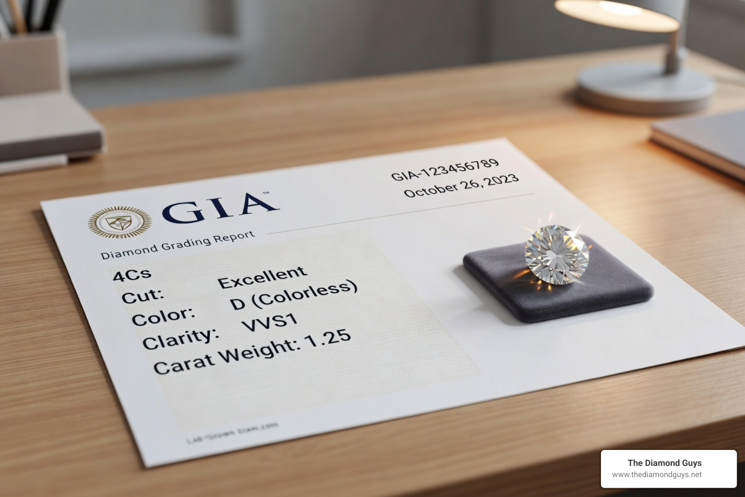 GIA diamond grading report showing the 4Cs of a lab grown diamond - Lab Grown Diamonds LA