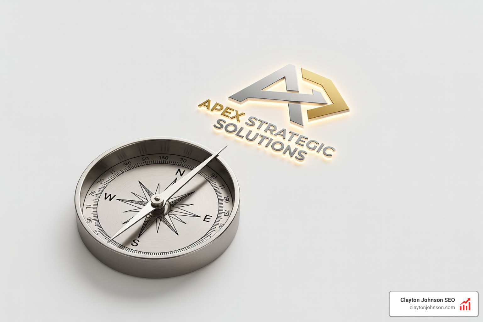 Compass pointing toward a brand logo representing strategic direction - Brand positioning competitive strategy Compass pointing toward a brand logo representing strategic direction - Brand positioning competitive strategy