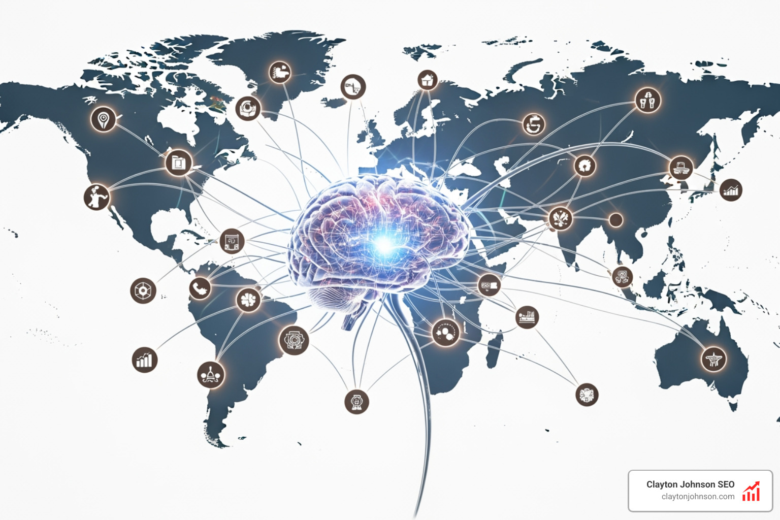Digital brain connecting brand nodes across a global network - how ai builds authority Digital brain connecting brand nodes across a global network - how ai builds authority