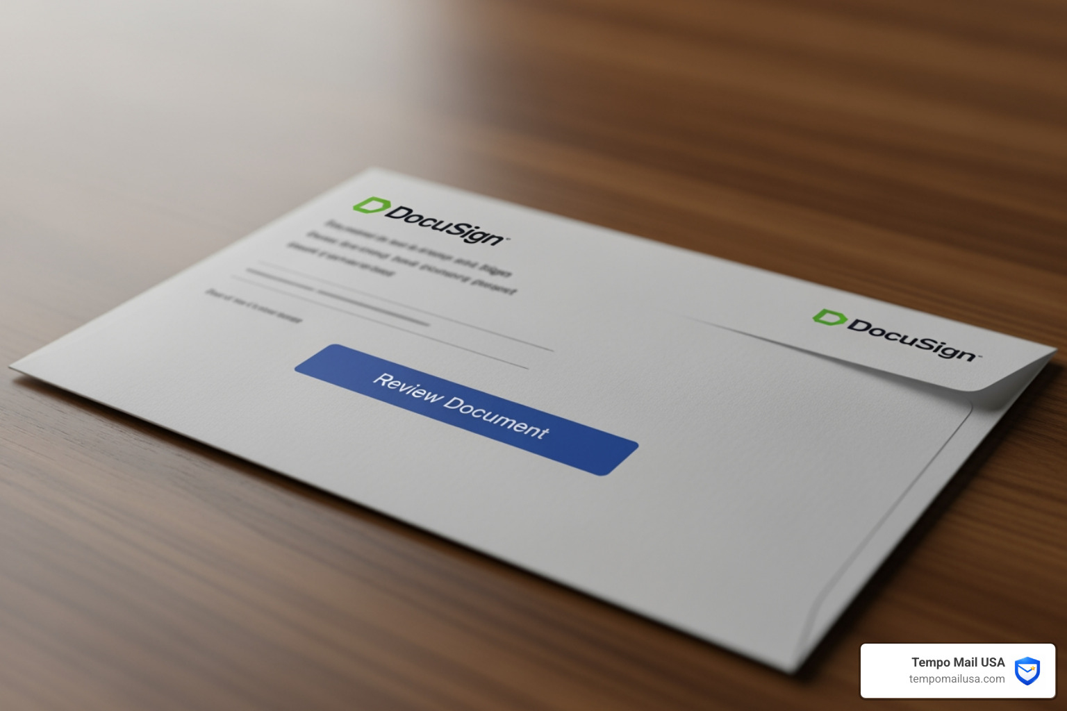 Spoofed DocuSign envelope showing a fake review document button - docusign email scam