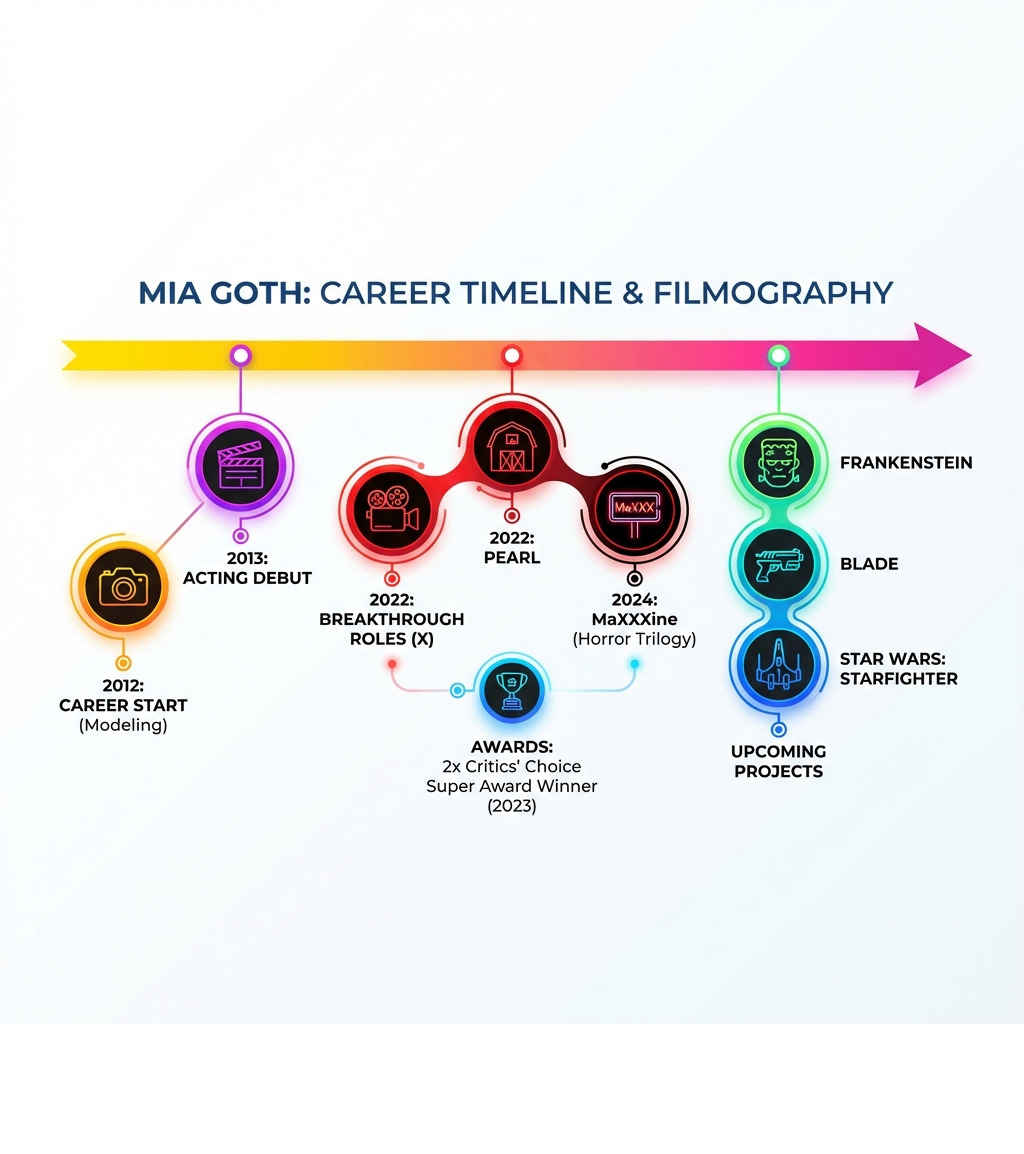 Mia Goth career timeline and filmography infographic - mia goth infographic 