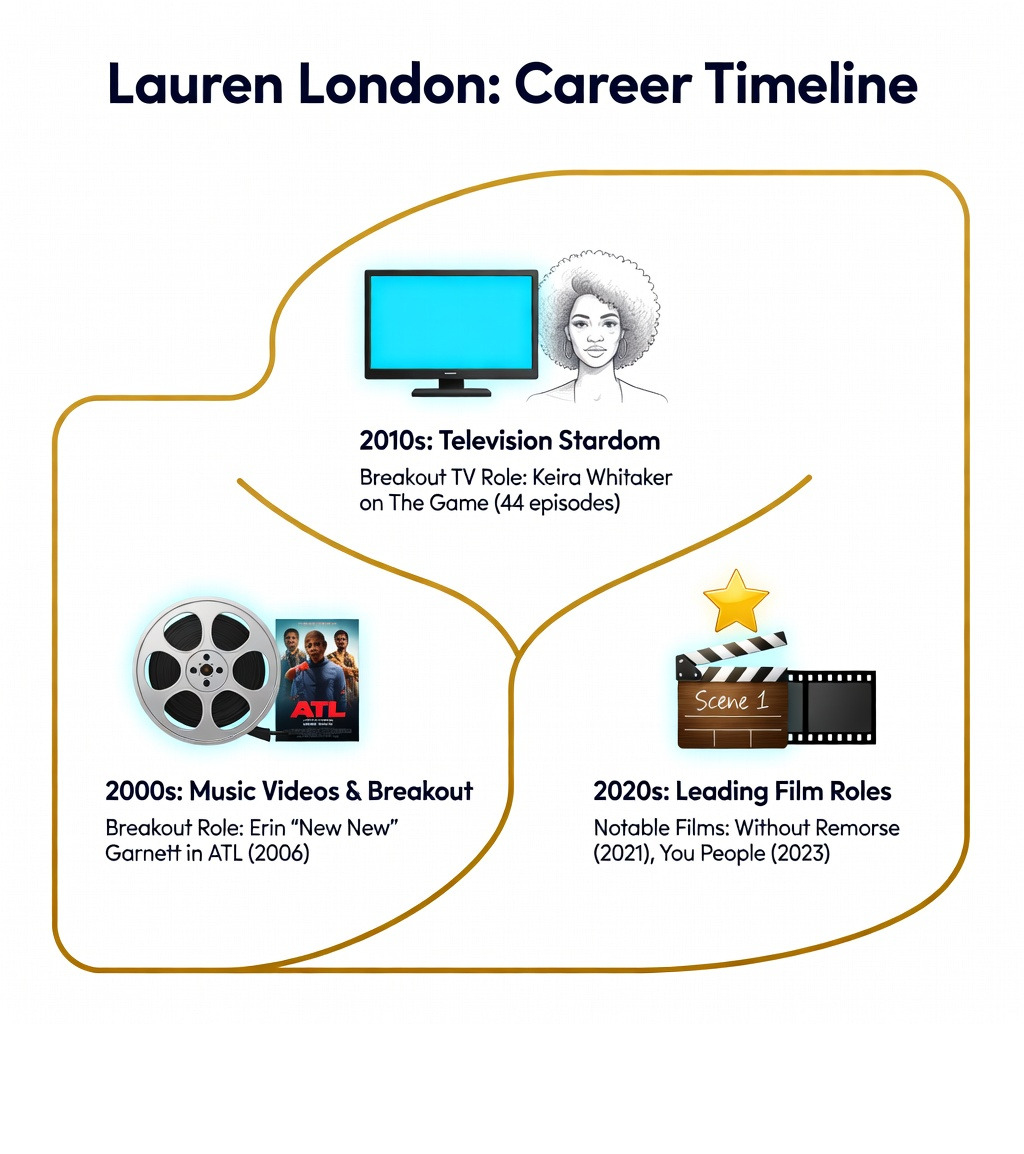 Lauren London career timeline from music videos to leading film and TV roles -  lauren london infographic 