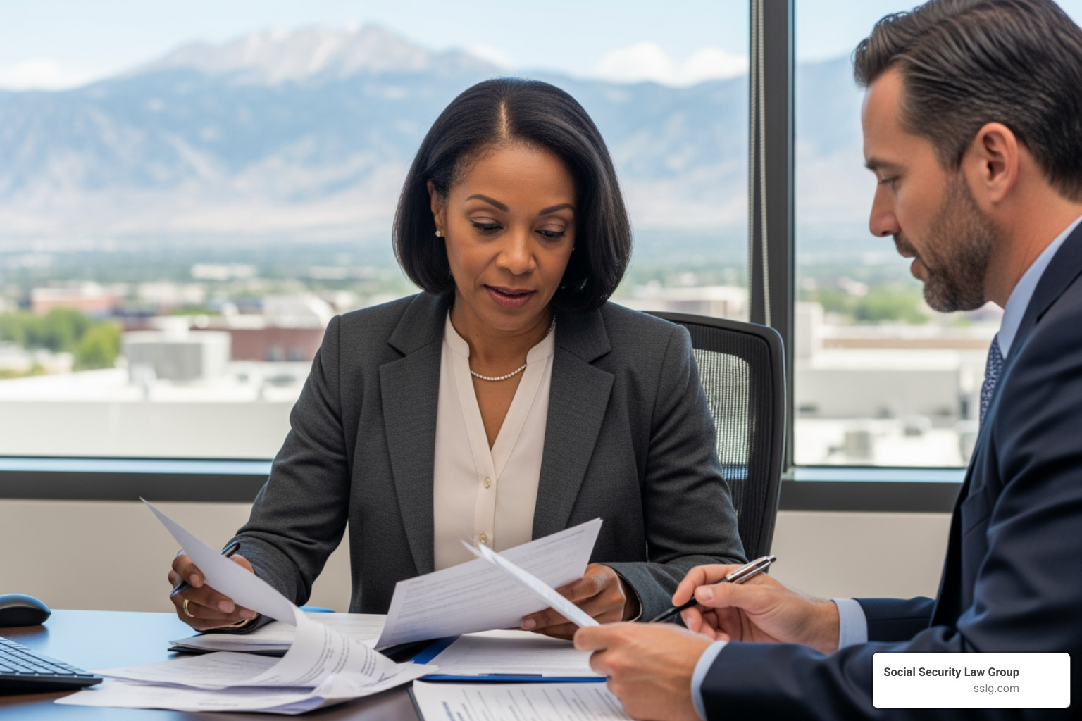 A diverse woman in her late 50s reviewing medical records with a professional advisor in a Denver office - Who are the best