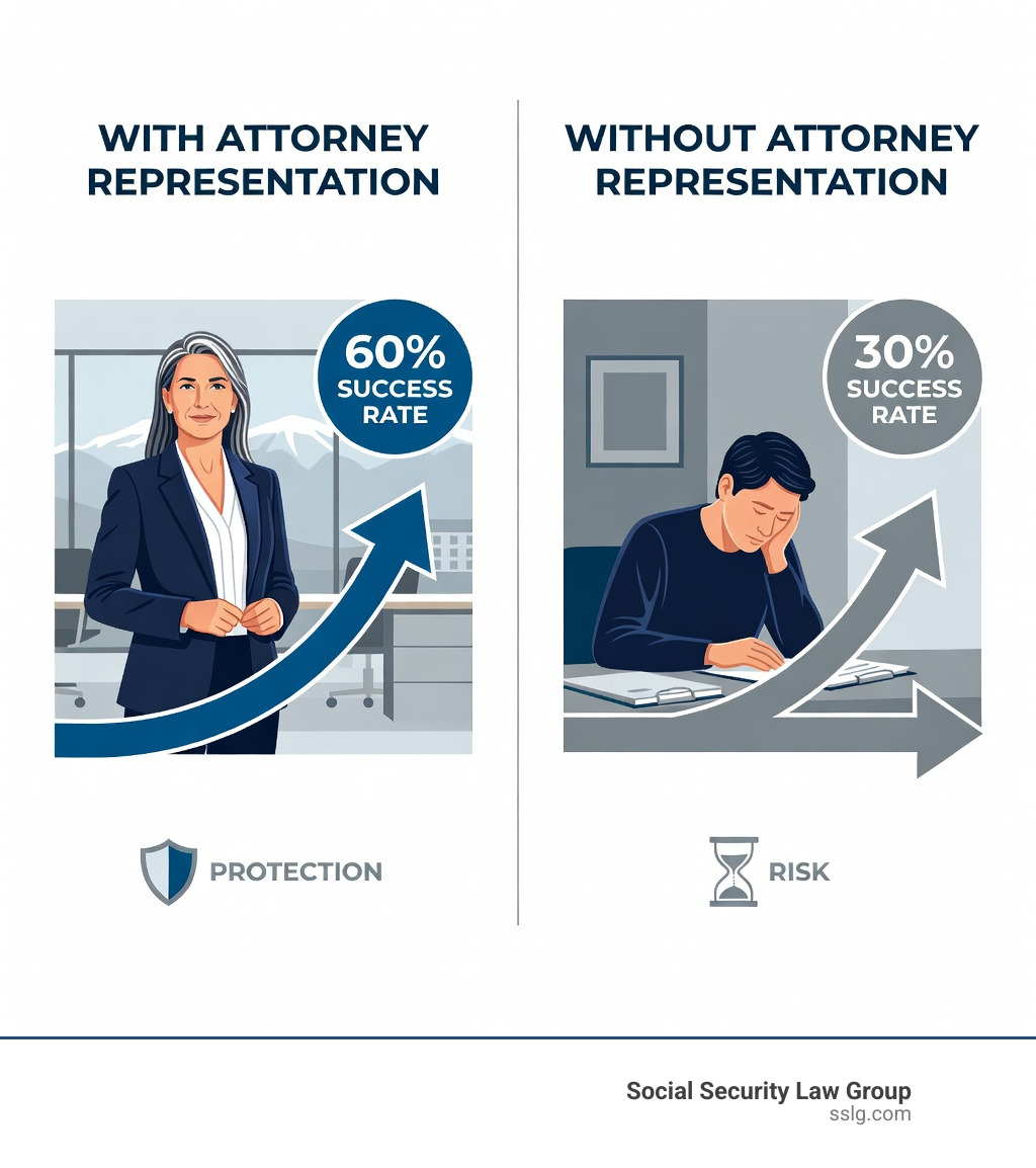 Success rates for Social Security Disability reviews with vs without legal representation - Who are the best disability