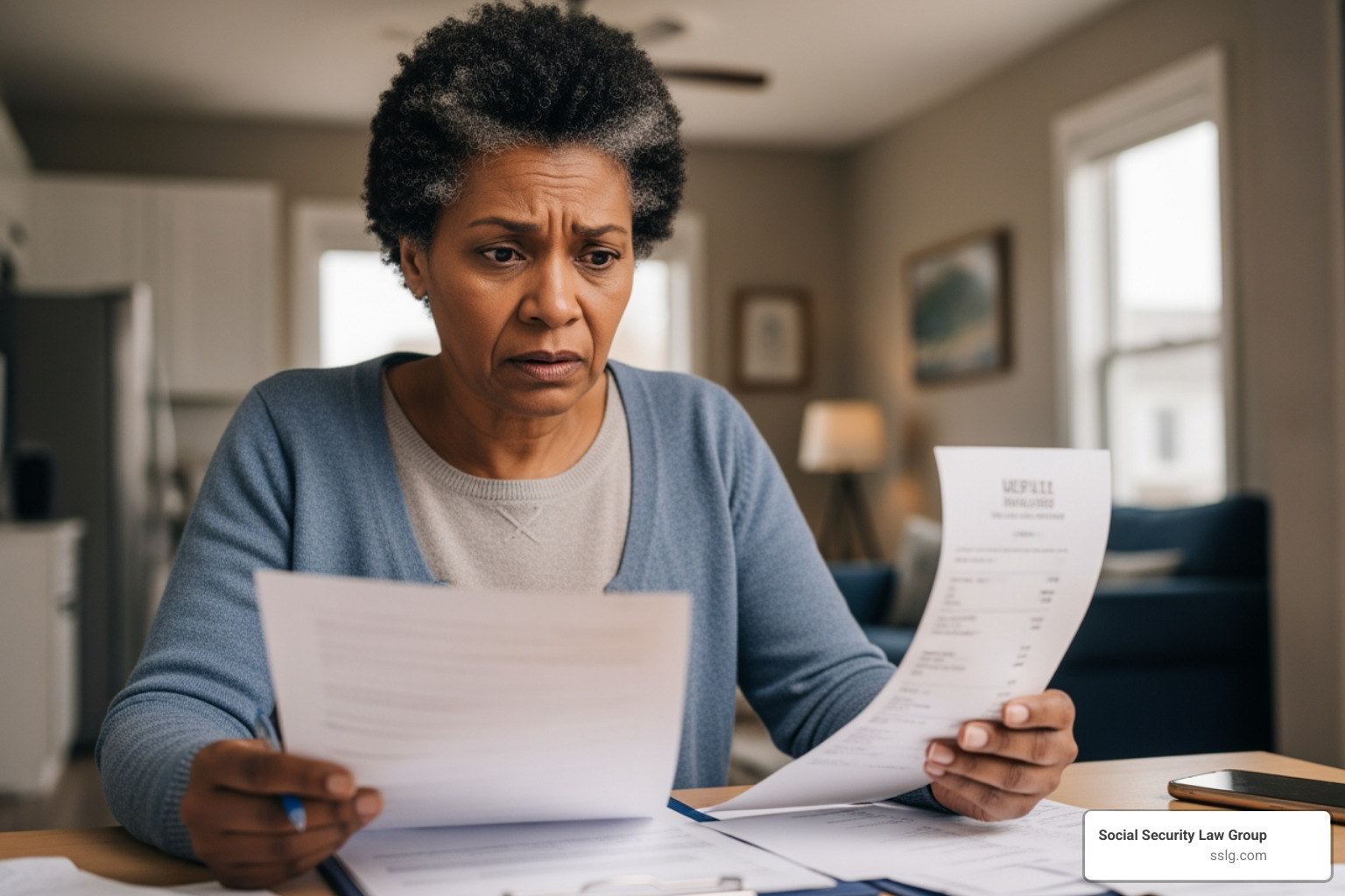 Person approximately 60 years old reviewing financial documents and medical bills - what is substantial gainful activity
