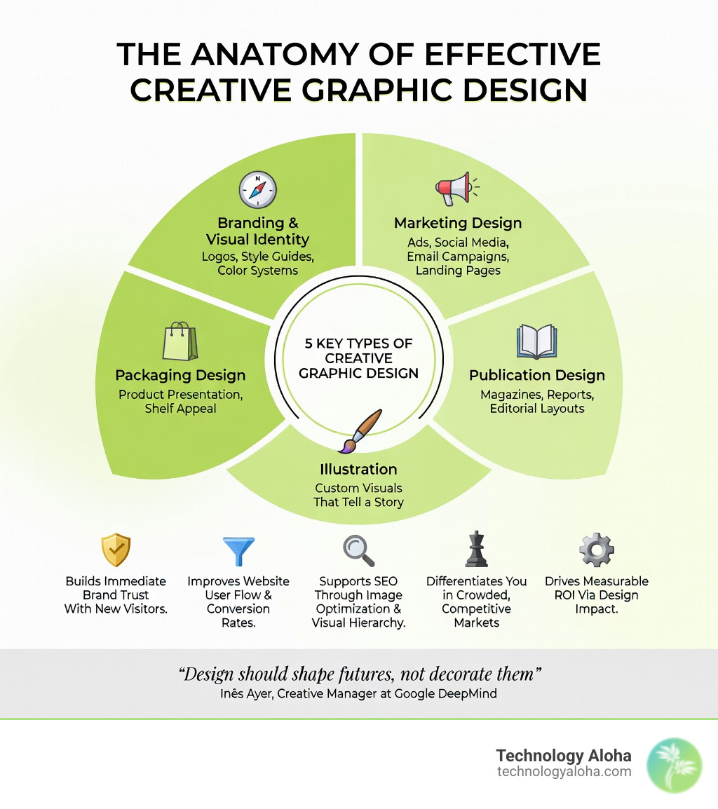Infographic showing the key types and business benefits of creative graphic design - creative graphic design infographic Infographic showing the key types and business benefits of creative graphic design - creative graphic design infographic