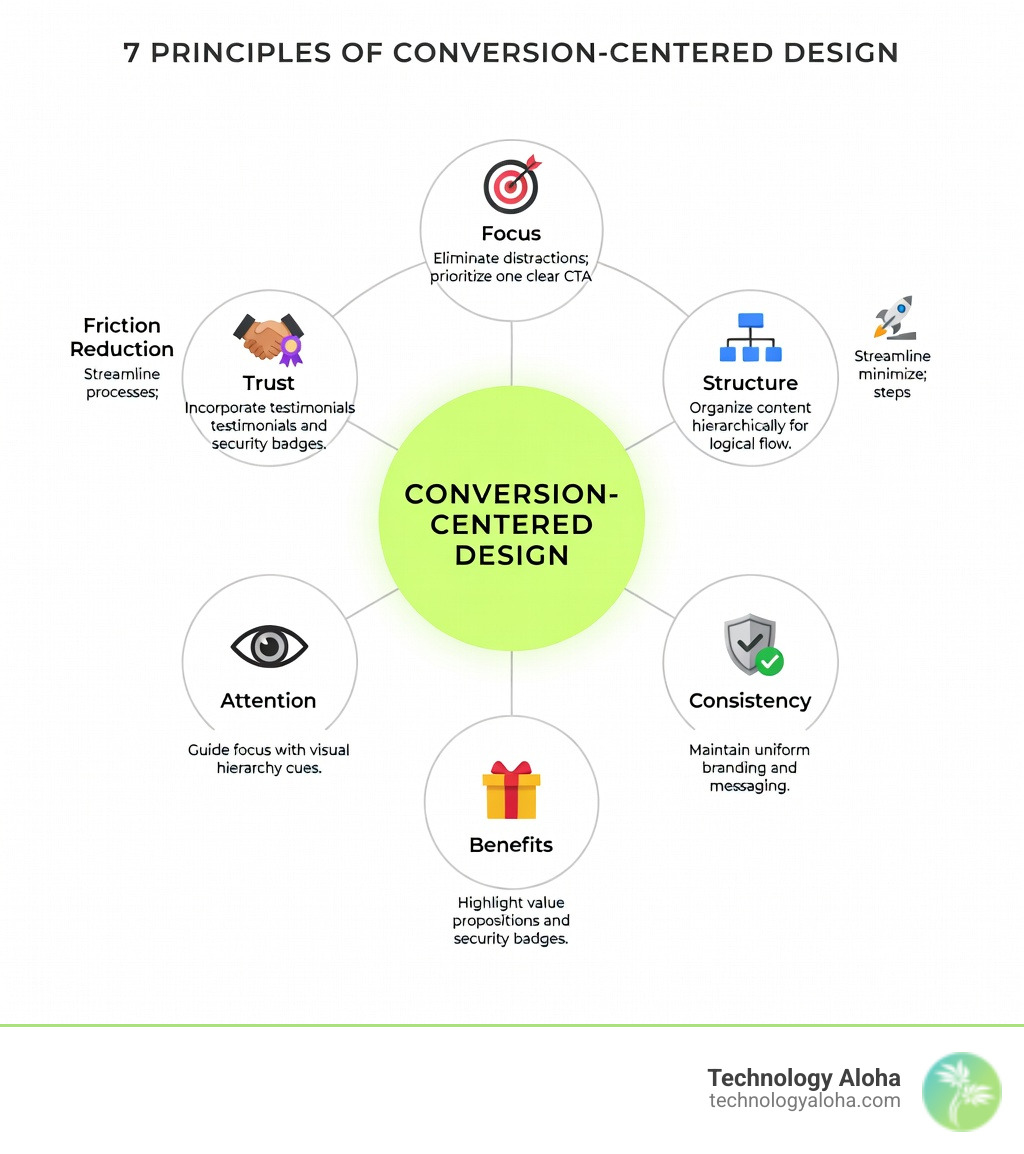 7 principles of conversion-centered design: focus, structure, consistency, benefits, attention, trust, friction reduction 7 principles of conversion-centered design: focus, structure, consistency, benefits, attention, trust, friction reduction