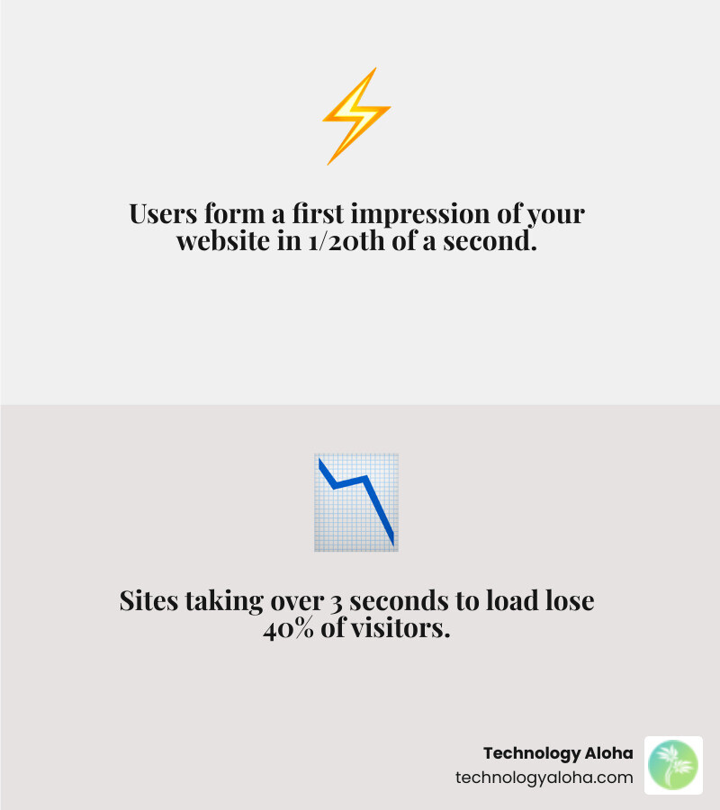Infographic showing correlation between website load time and user trust, bounce rate, and conversions - high performance