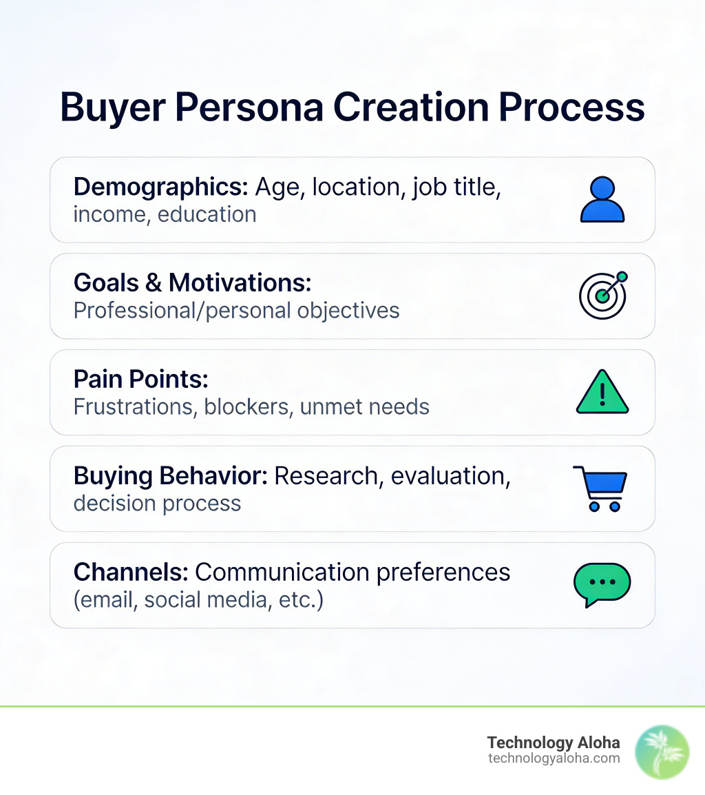 Buyer persona creation process: demographics, goals, pain points, buying behavior, channels - buyer persona template example Buyer persona creation process: demographics, goals, pain points, buying behavior, channels - buyer persona template example