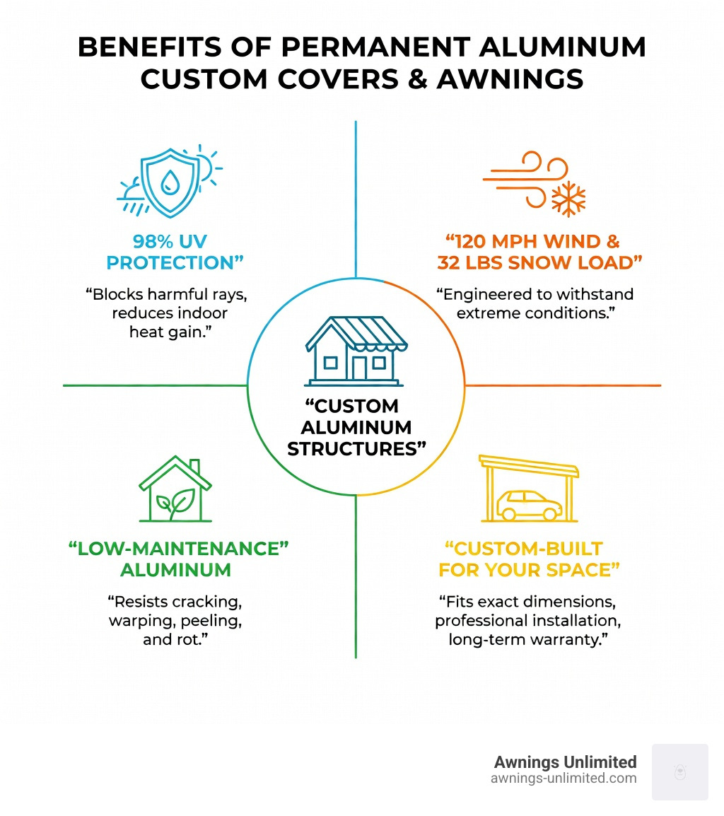 Benefits of permanent aluminum custom covers and awnings infographic - custom covers and awnings infographic Benefits of permanent aluminum custom covers and awnings infographic - custom covers and awnings infographic