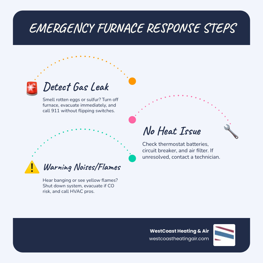 Infographic showing step-by-step emergency gas furnace maintenance process for Tacoma homeowners - emergency gas furnace