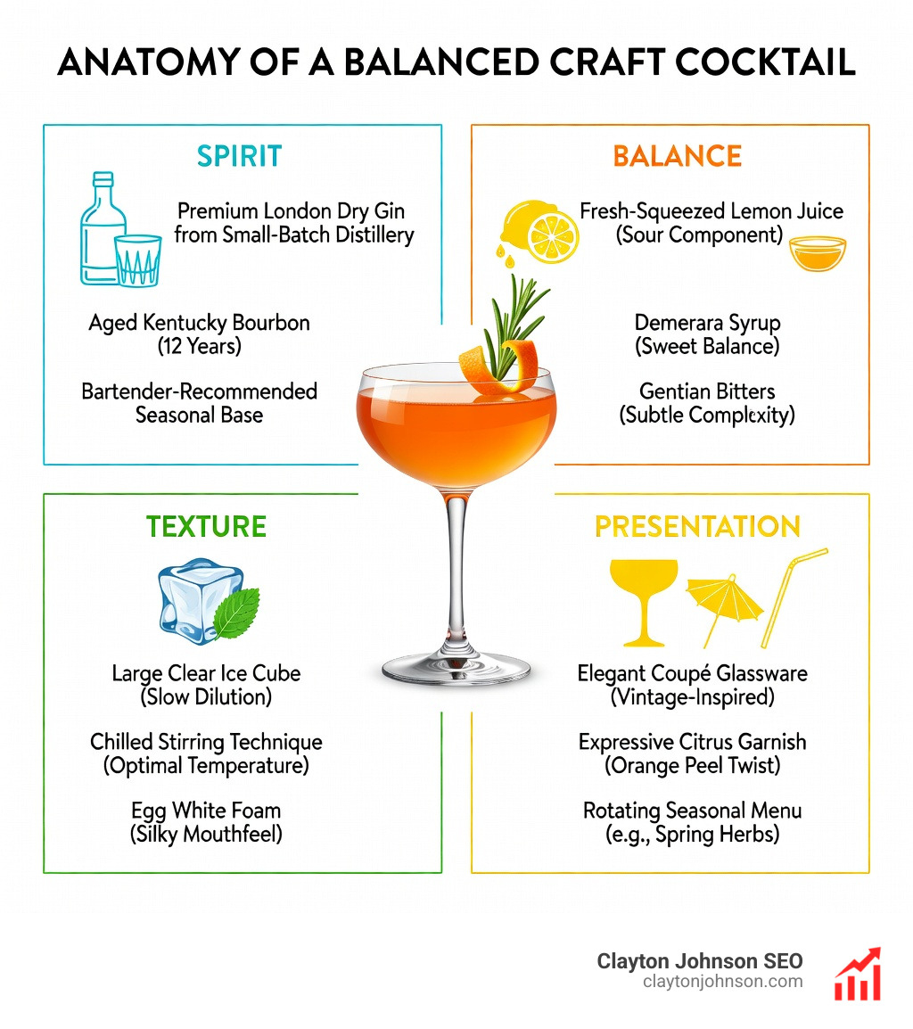 Anatomy of a balanced craft cocktail infographic - cool cocktail bars near me infographic 