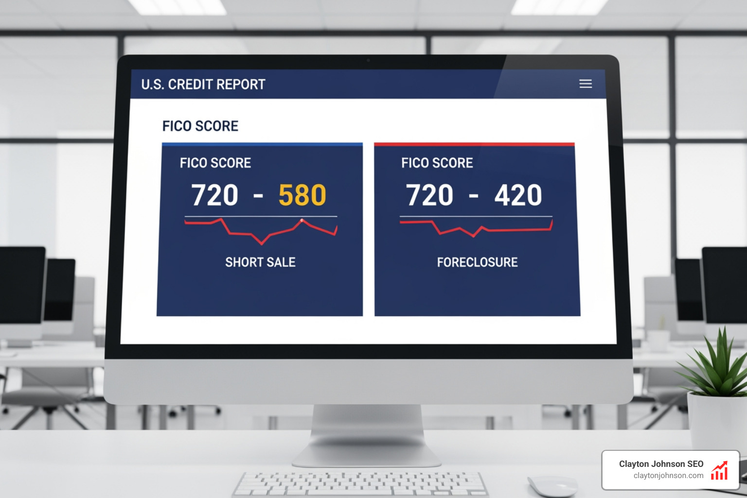 credit report showing FICO score after short sale vs foreclosure - short sale vs foreclosure