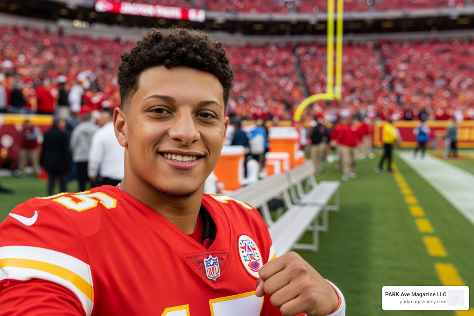 Jackson Mahomes posing for a social media update - jackson mahomes
