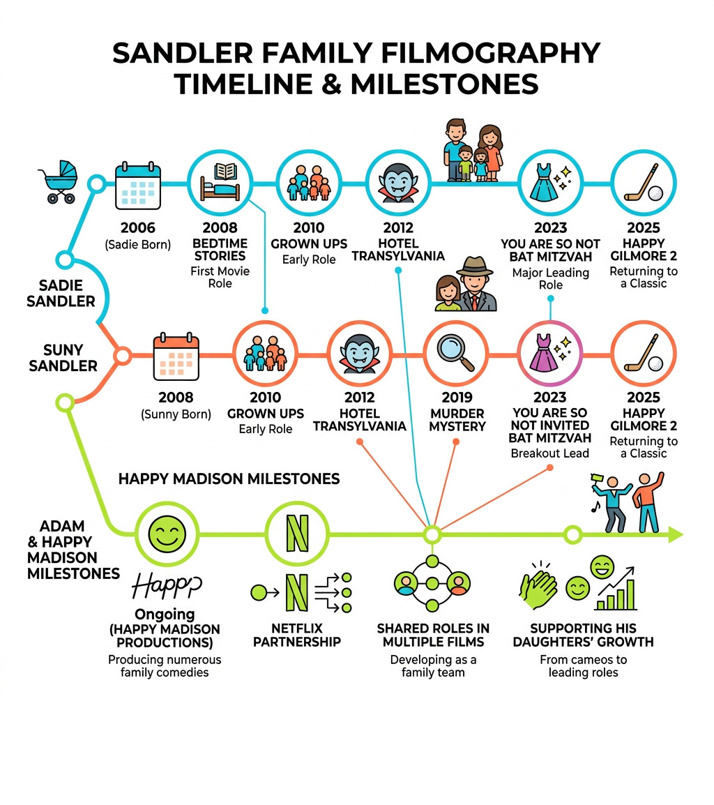 Sandler family filmography timeline and milestones infographic - adam sandler daughters infographic Sandler family filmography timeline and milestones infographic - adam sandler daughters infographic