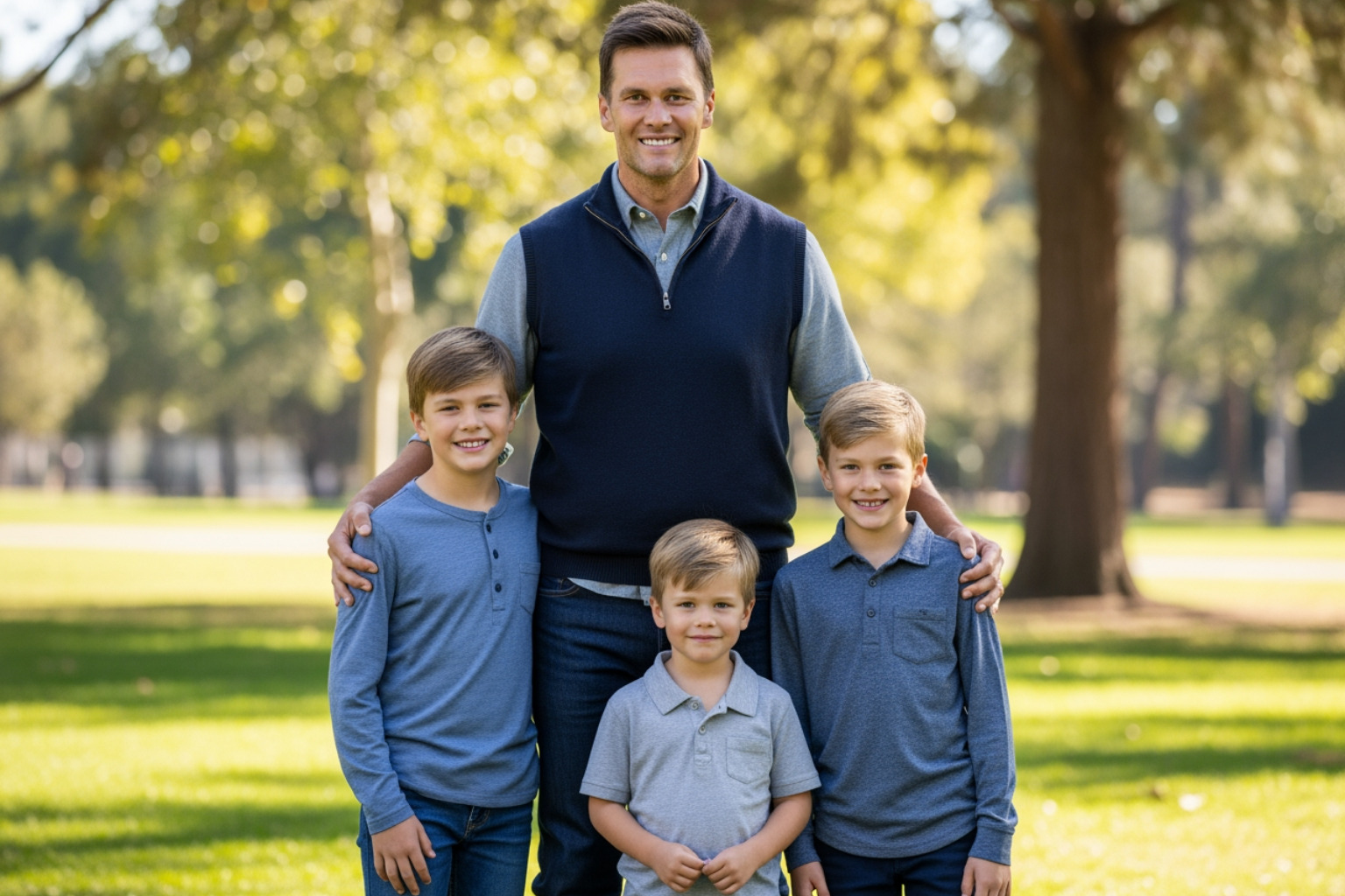 Jack, Benjamin, and Vivian Brady together -  tom brady kids