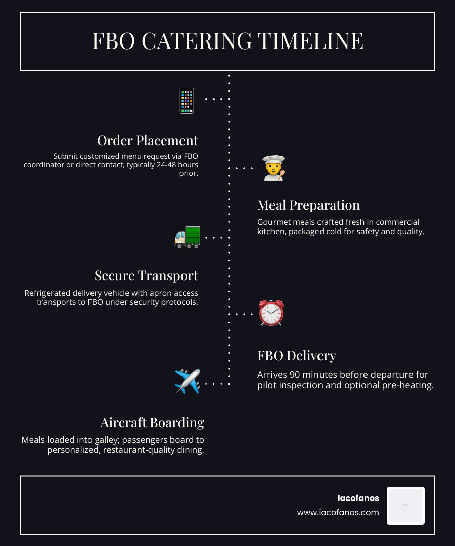 FBO catering timeline from order placement to aircraft boarding infographic - fbo catering infographic FBO catering timeline from order placement to aircraft boarding infographic - fbo catering infographic