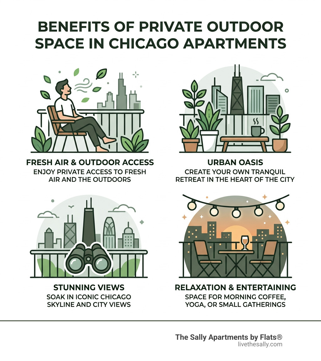 Benefits of private outdoor space in Chicago apartments infographic - apartments in chicago with balcony infographic 