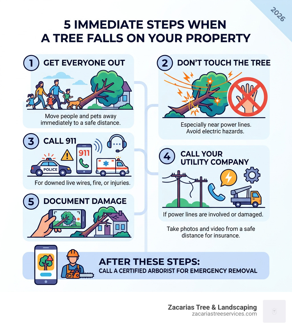 5 immediate steps to take when a tree falls on your property infographic - emergency fallen tree removal infographic 5 immediate steps to take when a tree falls on your property infographic - emergency fallen tree removal infographic
