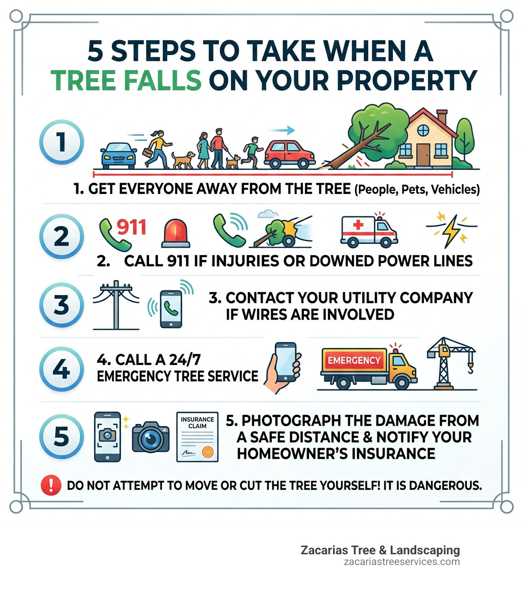 5 steps to take when a tree falls on your property infographic - emergency tree service near me infographic 5 steps to take when a tree falls on your property infographic - emergency tree service near me infographic