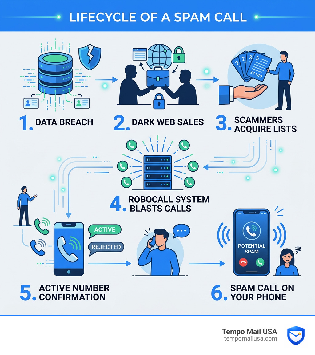 Lifecycle of a spam call from data breach to your ringing phone infographic - why am i getting so many spam calls all of a Lifecycle of a spam call from data breach to your ringing phone infographic - why am i getting so many spam calls all of a