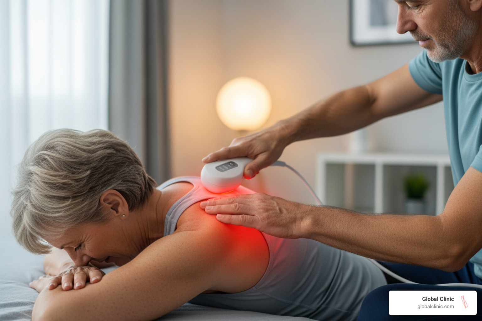 Infrared light penetrating skin layers to reach muscles and bones - infrared pain relief