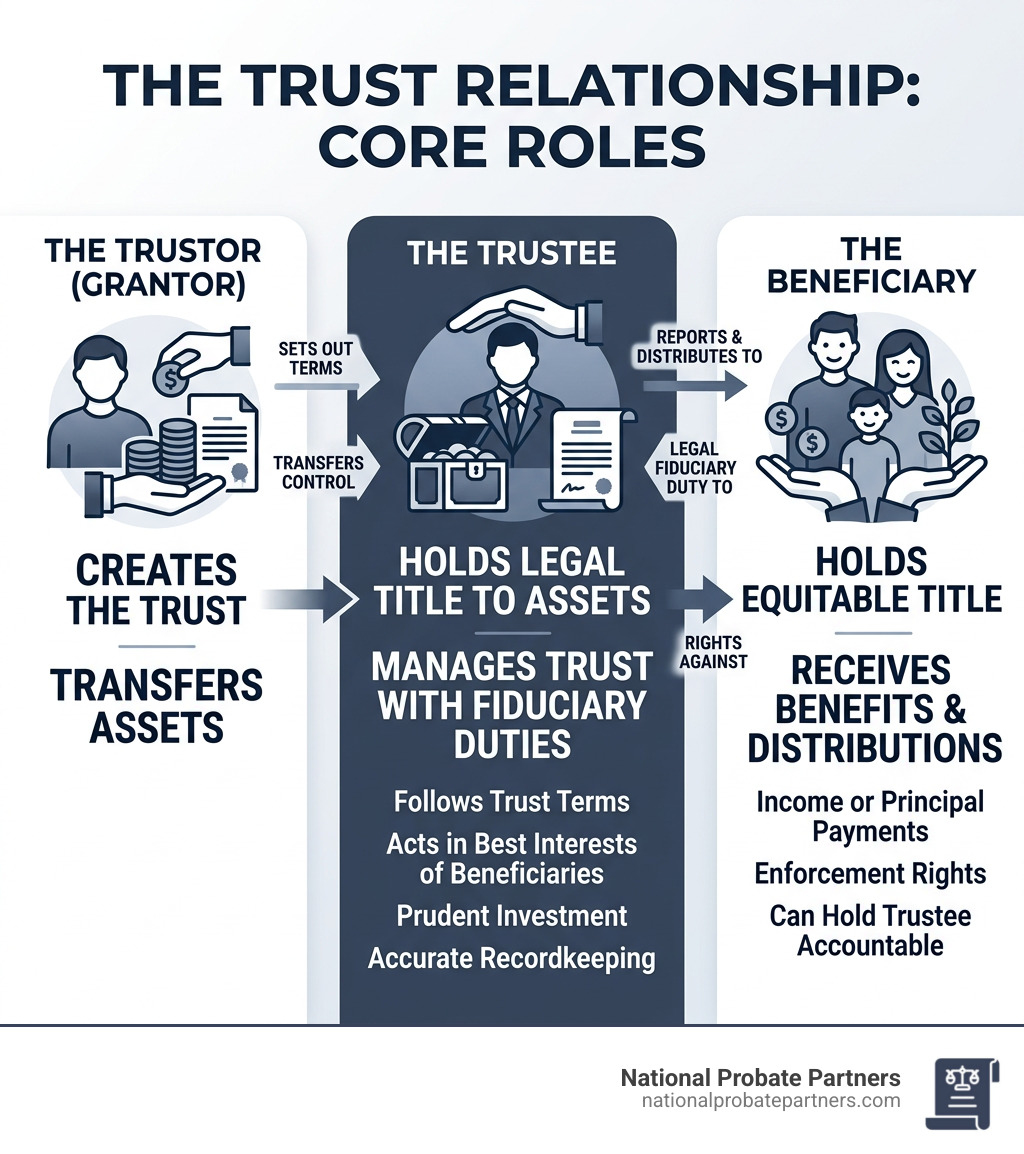 trustors trustees and beneficiaries legal relationship infographic - Breach of trust infographic 